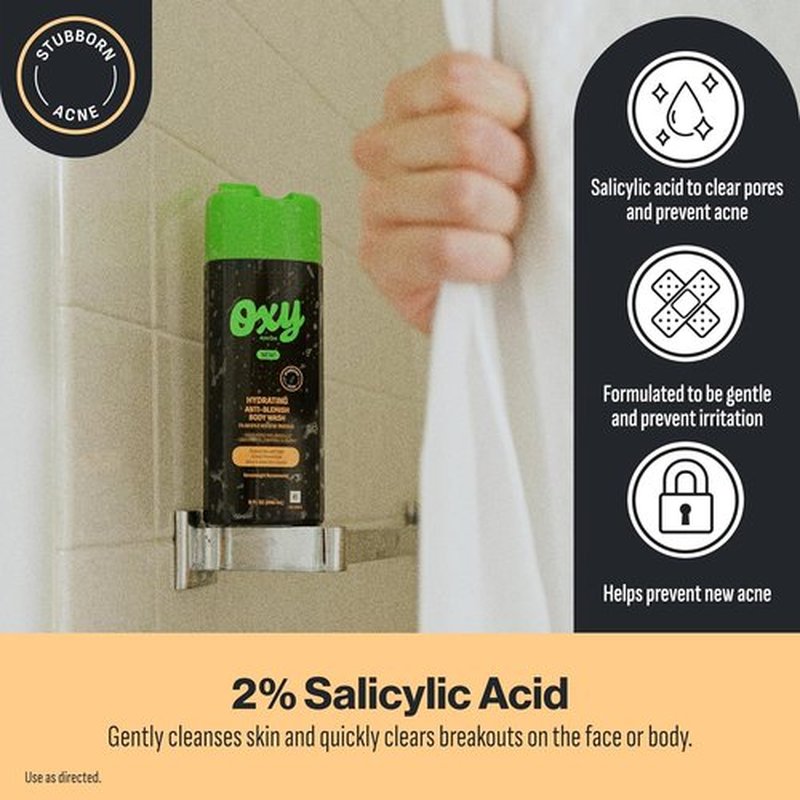 Oxy Stubborn Acne Body Wash - 2% Salicylic Acid, Hydrating Formula for Clear Skin | 9 fl oz