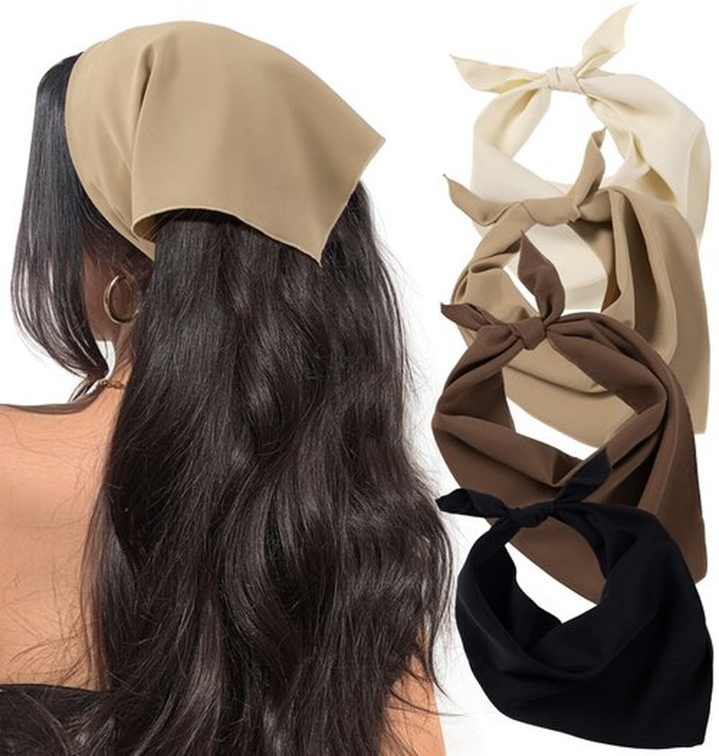 HBselect 4PCS Bandanas for Women Valentine's Day Gifts Head Bands Tie-Back Triangle Head Scarf Head Kerchief for Girls with 2 Snap Hair Pins