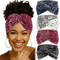 ZUYASEZ 4 Pack Wide Headbands for Women Paisley Twist Hair Bands Stretchy Cross Head Turban Bandana Valentine's Day Non Slip Exercise Hair Wraps Accessories