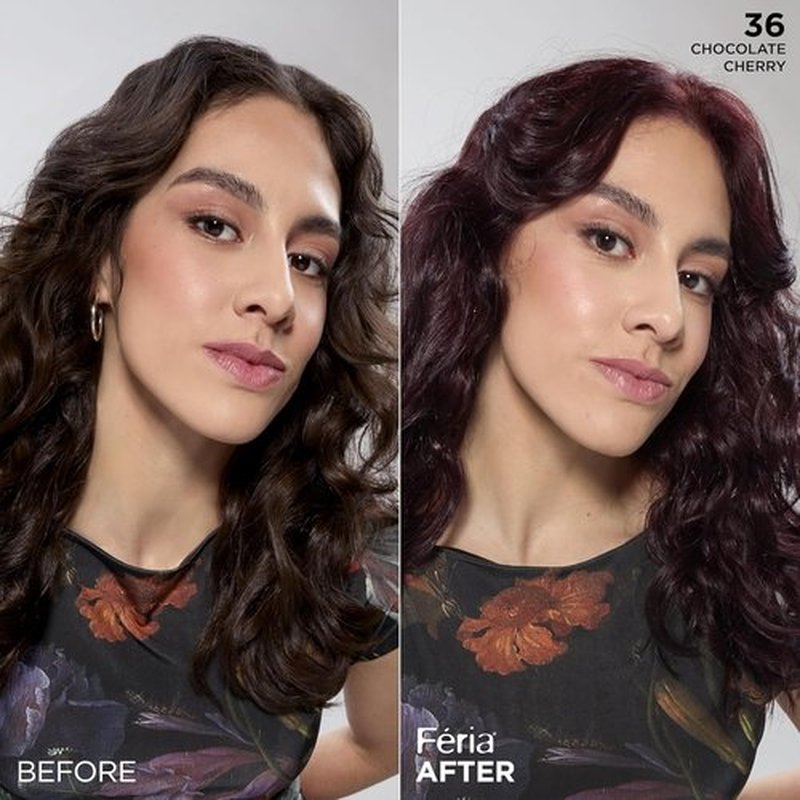L'Oreal Paris Feria Hair Color - Multi-Faceted Shimmering Permanent Dye, Chocolate Cherry (36)