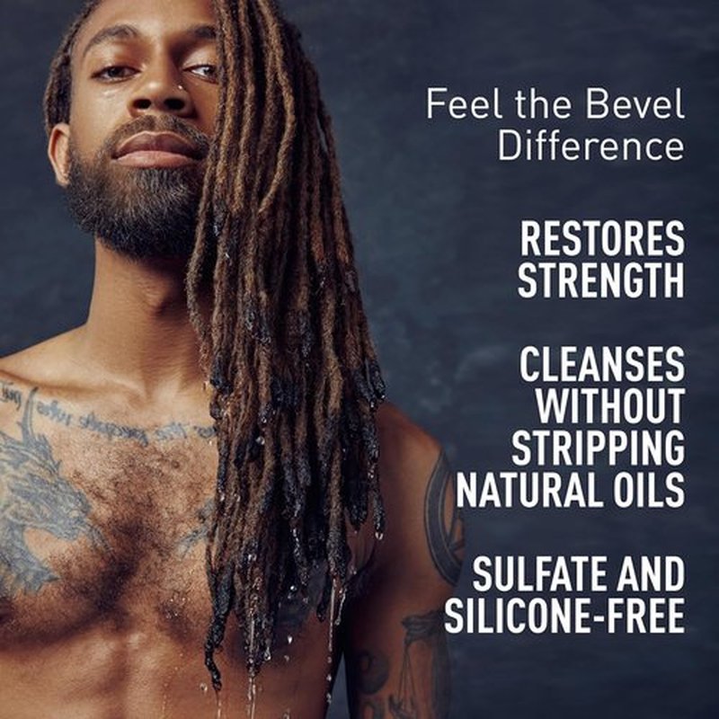 Bevel Shampoo for Men - Sulfate-Free Coconut Oil & Shea Butter Formula for Textured Hair, 12 Oz