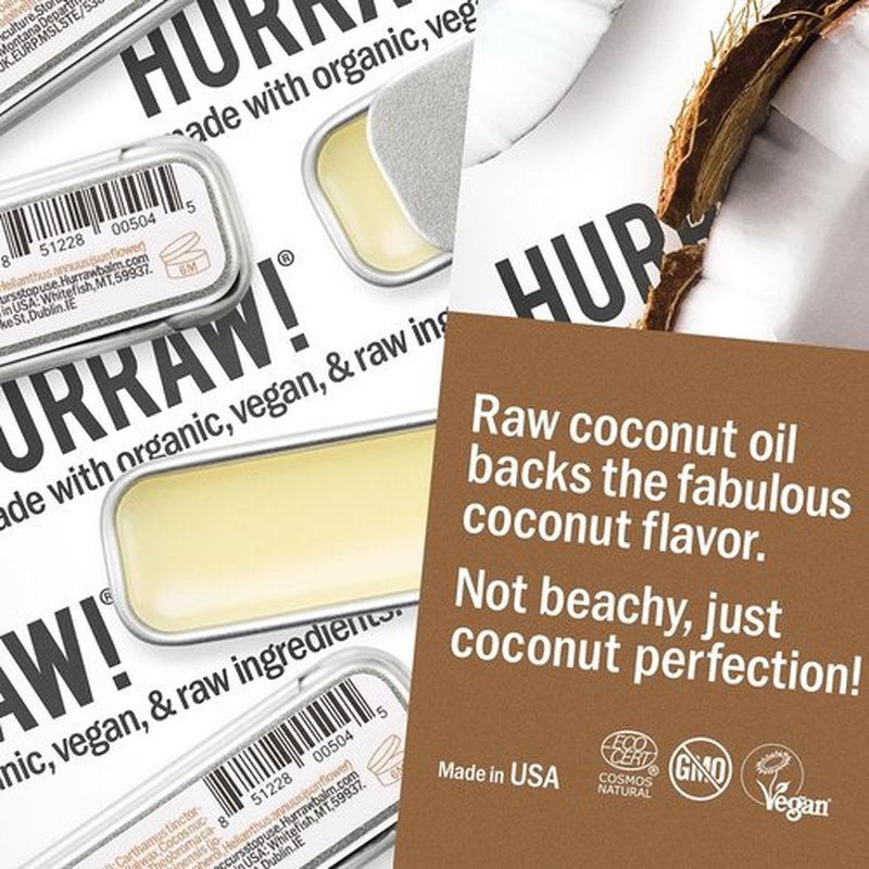 Hurraw! Organic Coconut, Mint & Vanilla Lip Balm - 3 Pack Slim Slider Tins | Vegan, Cruelty-Free, All-Natural
