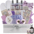 Valentines Gift Baskets for Women Spa Day! Natural Lavender Chamomile Spa Bath Sets for Women Gift Infused with Essential Oils. Sulfate Free Lavender Bath Set Spa Gift Set