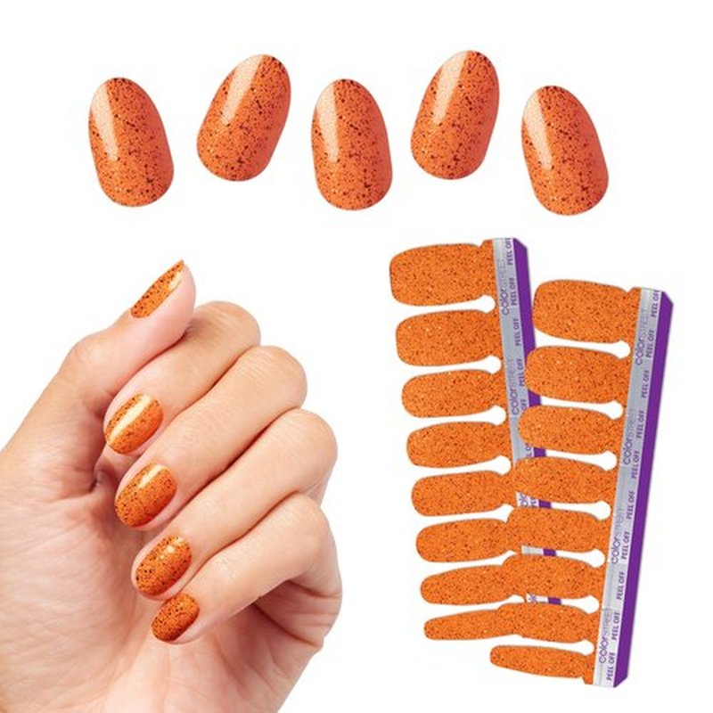 Color Street - Ominous Orange Nail Polish Strips - Real Nail Polish Stickers for Costume, Cosplay, Party & Festival Looks - 16 Double-Ended Strips