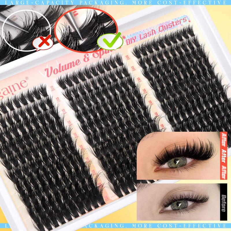Wispy Lash Clusters With Spikes Volume Eyelash Clusters 300Pcs D-Curly Cluster Eyelash Extensions 12-20MM Long 120D Fluffier Individual Lashes Spikes Lash Clusters Pestañas Pelo a Pelo by Zegaine