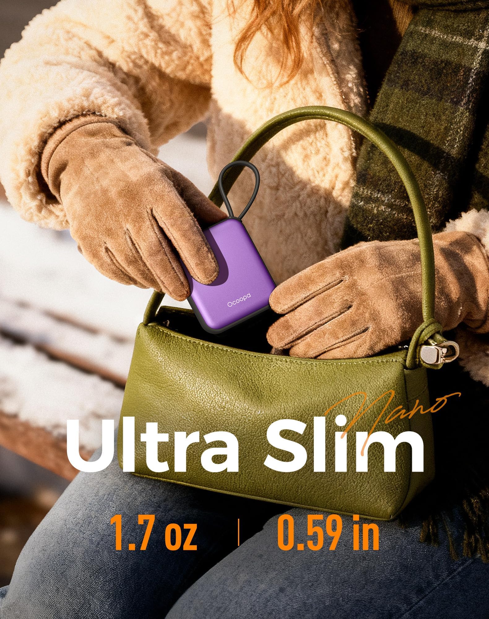 OCOOPA Hand Warmers Rechargeable, Smart Temp Control,100℉ -126℉, UL Safe, 7H*2 Long Battery, Small Palm-Sized Slim Fits Gloves, Purse, Camping, Travel, Cold Hands Gifts Women,UT5 Nano