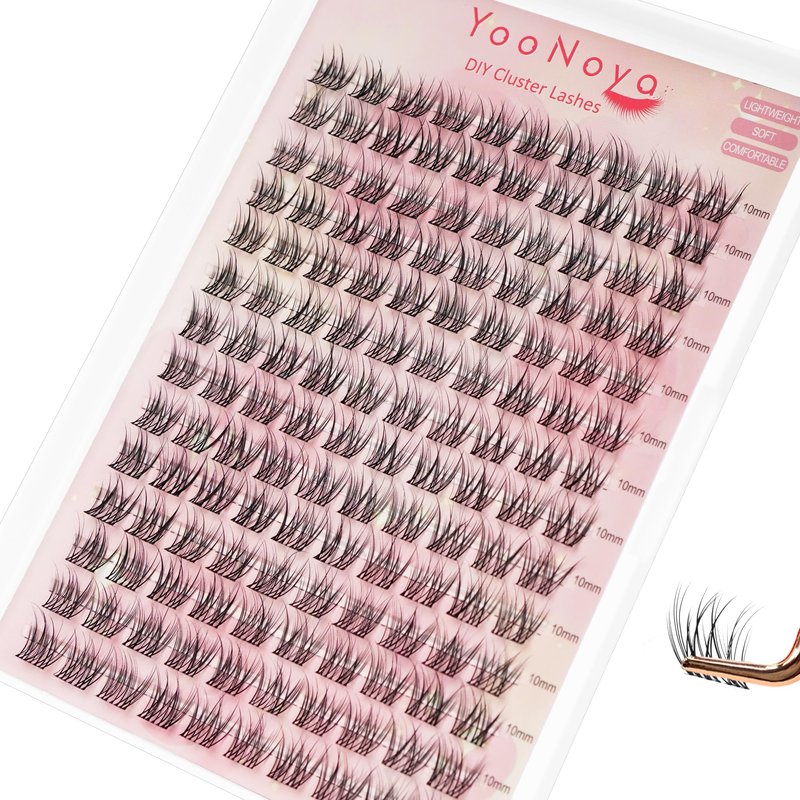 YOONOYA Wispy Lash Clusters 140 Pcs 10mm Short Eyelash Clusters C Curl Cluster Eyelash Extensions Natural Wispy Cluster Lashes Reusable Individual Invisible Band Lash clusters (QX-10mm)