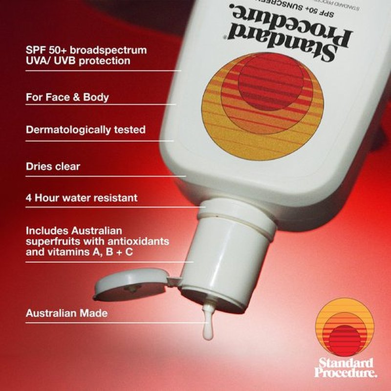 Standard Procedure. SPF 50+ Sunscreen, Broad Spectrum Face & Body Sunblock for Sun-Sensitive Skin, 4HR Water Resistant, Organic Formula, 8.5 oz