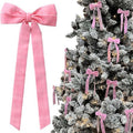 Skiennix 12Pcs Pink Velvet Bows - Elegant Valentine's Day Tree Decorations | 5in x 10in Easter & Spring Ornaments