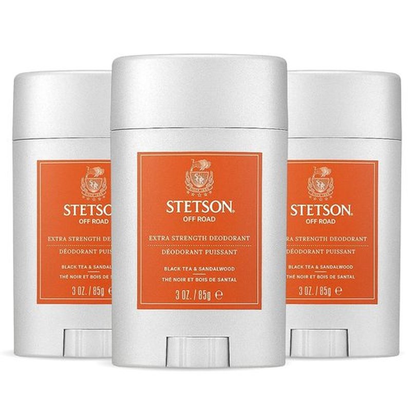 Stetson Extra Strength Men's Deodorant Stick - 3 oz Gel for Grooming Kit | 3-Pack Off-Road