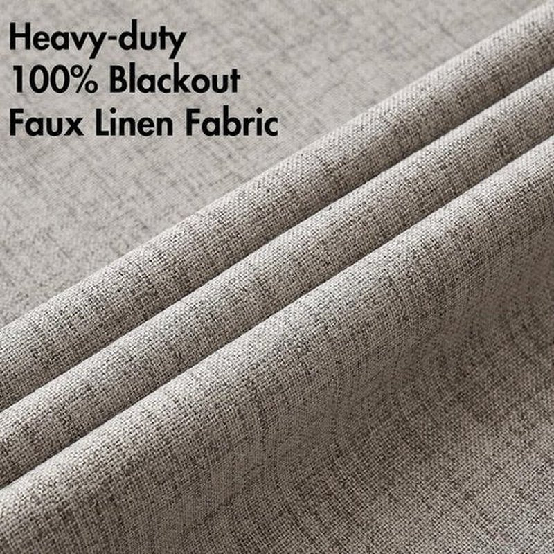 MIULEE Blackout Linen Textured Curtains - Thermal Insulated Room Darkening Drapes | Warm Taupe, 42 x 90 Inch (2 Panels)