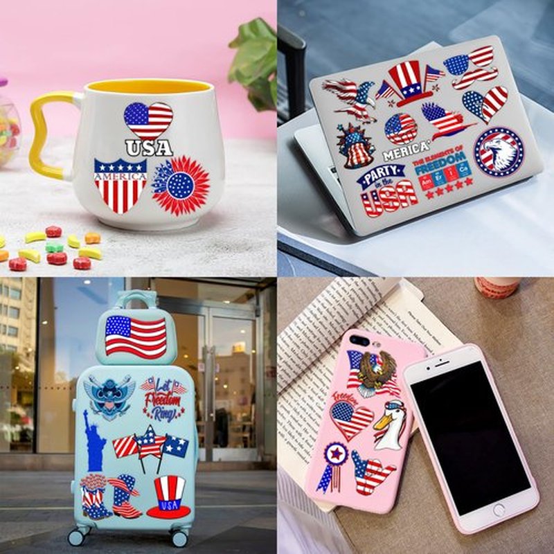 100PCS USA Patriotic Temporary Tattoos – American Flag 4th of July Party Decorations, Freedom Theme Supplies, Fun Favors & Stickers for Kids Adults, Birthday or Independence Day Prizes