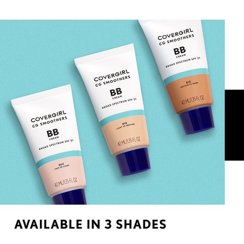 COVERGIRL Smoothers Lightweight BB Cream,Fair to Light 805,1.35 oz (Packaging May Vary) Lightweight Hydrating 10-In-1 Skin Enhancer with SPF 21 UV Protection,(Pack of 2)