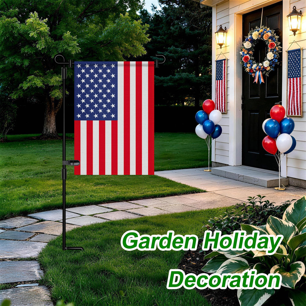 HOOSUN Garden Flag Stand,Premium Garden Flag Holder Pole Metal Powder-Coated Weather-Proof Paint with Graden Flag Clip and Spring Stoppers Without Flag Garden Decorations