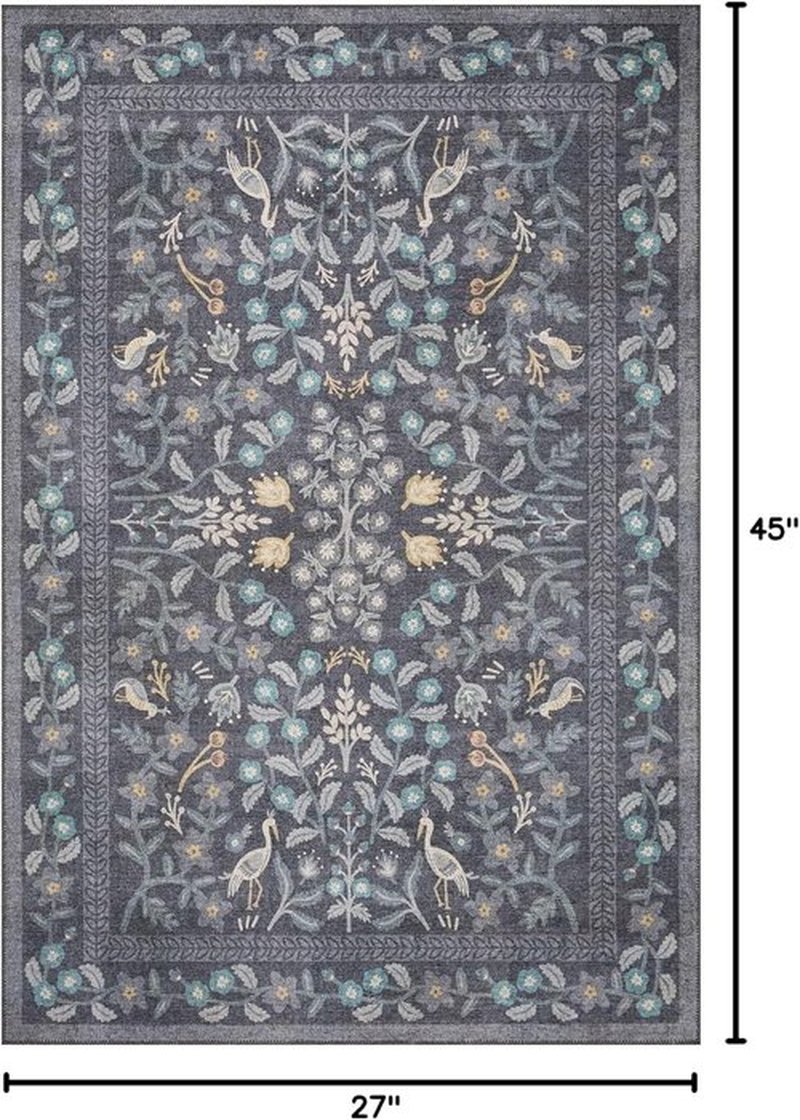Loloi Rifle Paper Co. Accent Rug - Maison Collection MAO-01 Nightingale Black, 2'3" x 3'9", .19" Pile Height