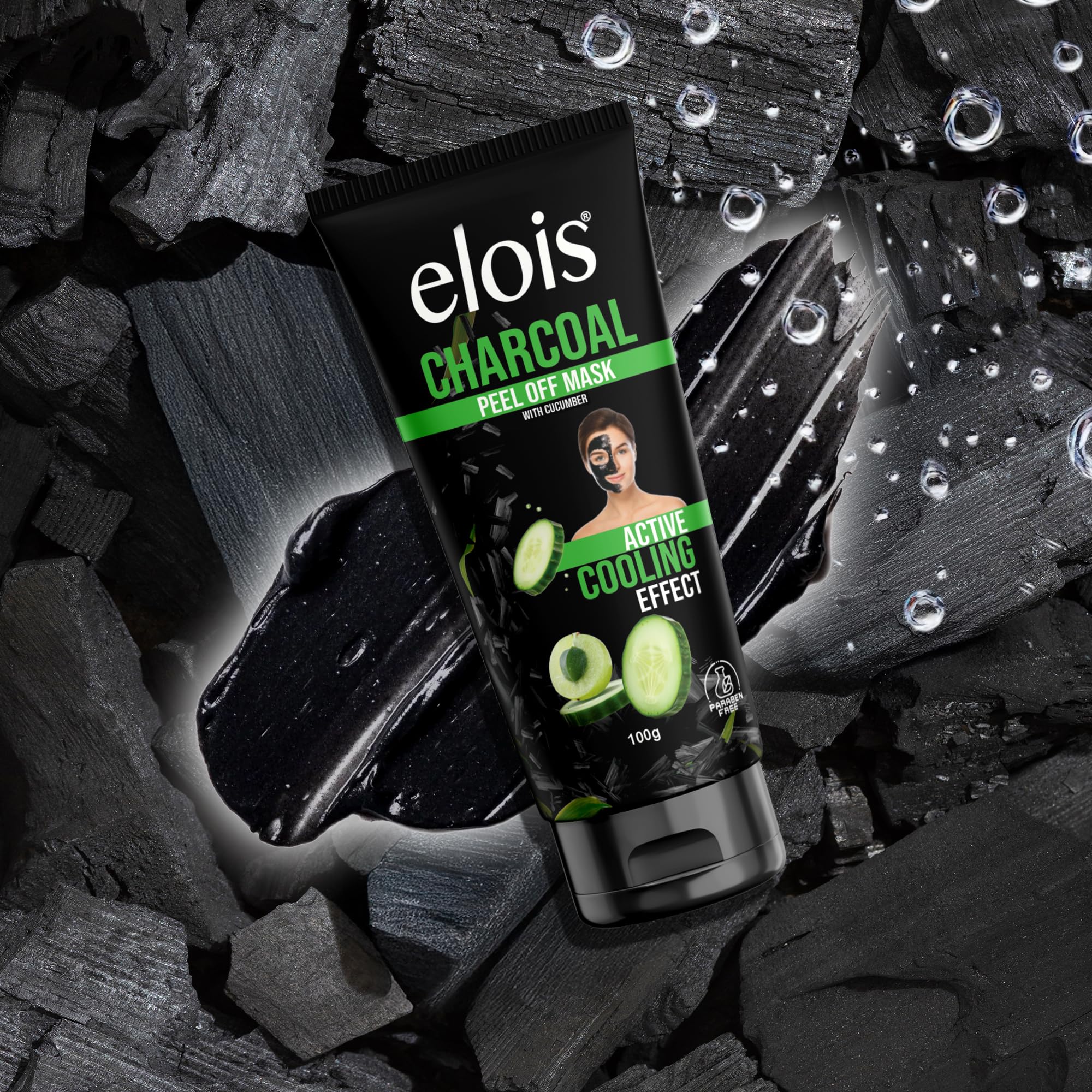 elois Charcoal Peel Off Face Mask for Men & Women | Removes Blackheads and Whiteheads | Active Cooling Effect | Deep Skin Purifying Cleansing (3.38 Floz)