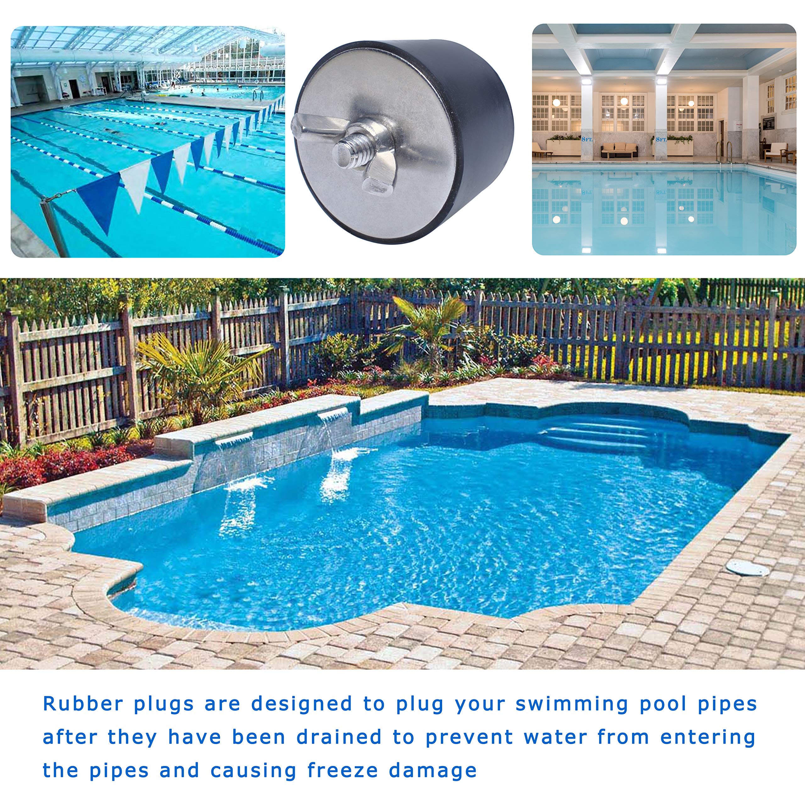 1 inch Pool Winterizing Plug Premium 0.85" to 1",PVC/Steel Expansion Pipe Plug，Swimming Pool Winter Expansion Plugs with SS Screw, Stainless Steel Bolts Pack of 2