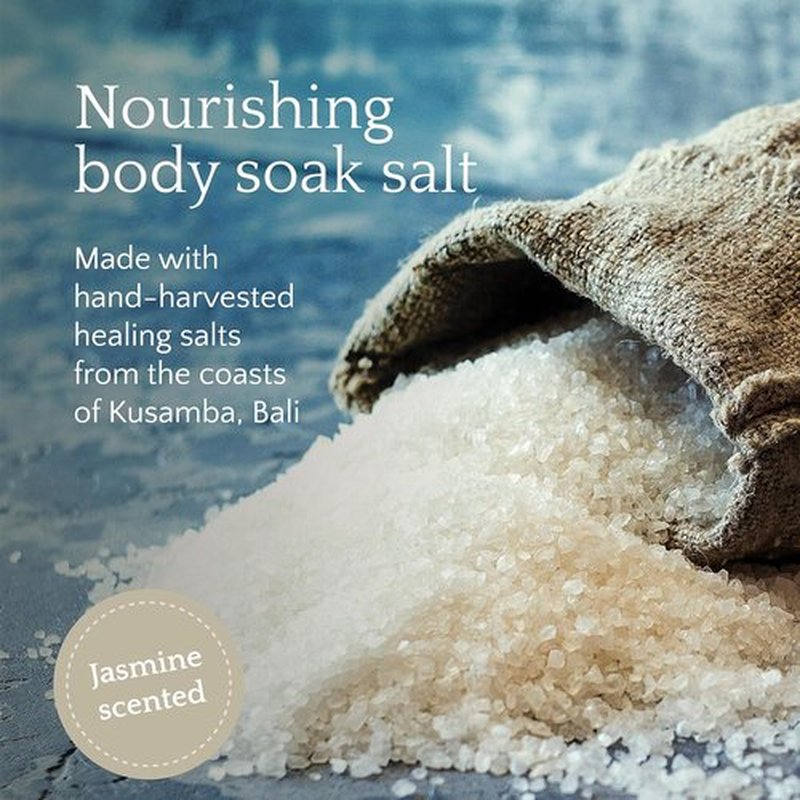 Kusamba by QUR Seafoam Jasmine Bath Soak Salt - Mineral-Rich Relaxing Blend for Skin Soothing & Stress Relief - 481g
