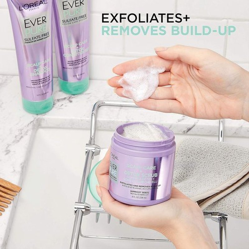L'Oreal Paris EverPure Exfoliating Scalp Care - Detox Scrub with Apricot Seed, 8 Ounce