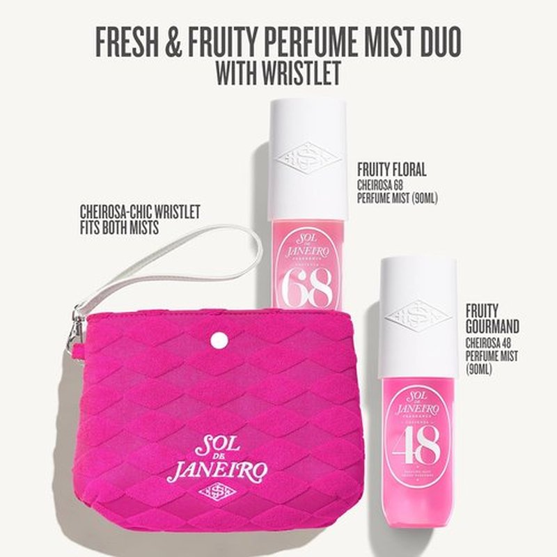Sol de Janeiro Giftable Set - Travel Size Hair & Body Fragrance Mist Duo with Pink Pouch | Cheirosa 68 & 48, 3 Fl Oz Each