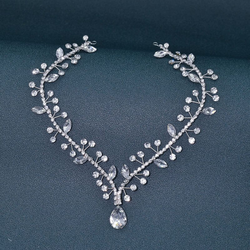 WONRLUA Wedding Hair Accessories for Brides, Rhinestone Forehead Headband, Bridal Headpieces for Wedding