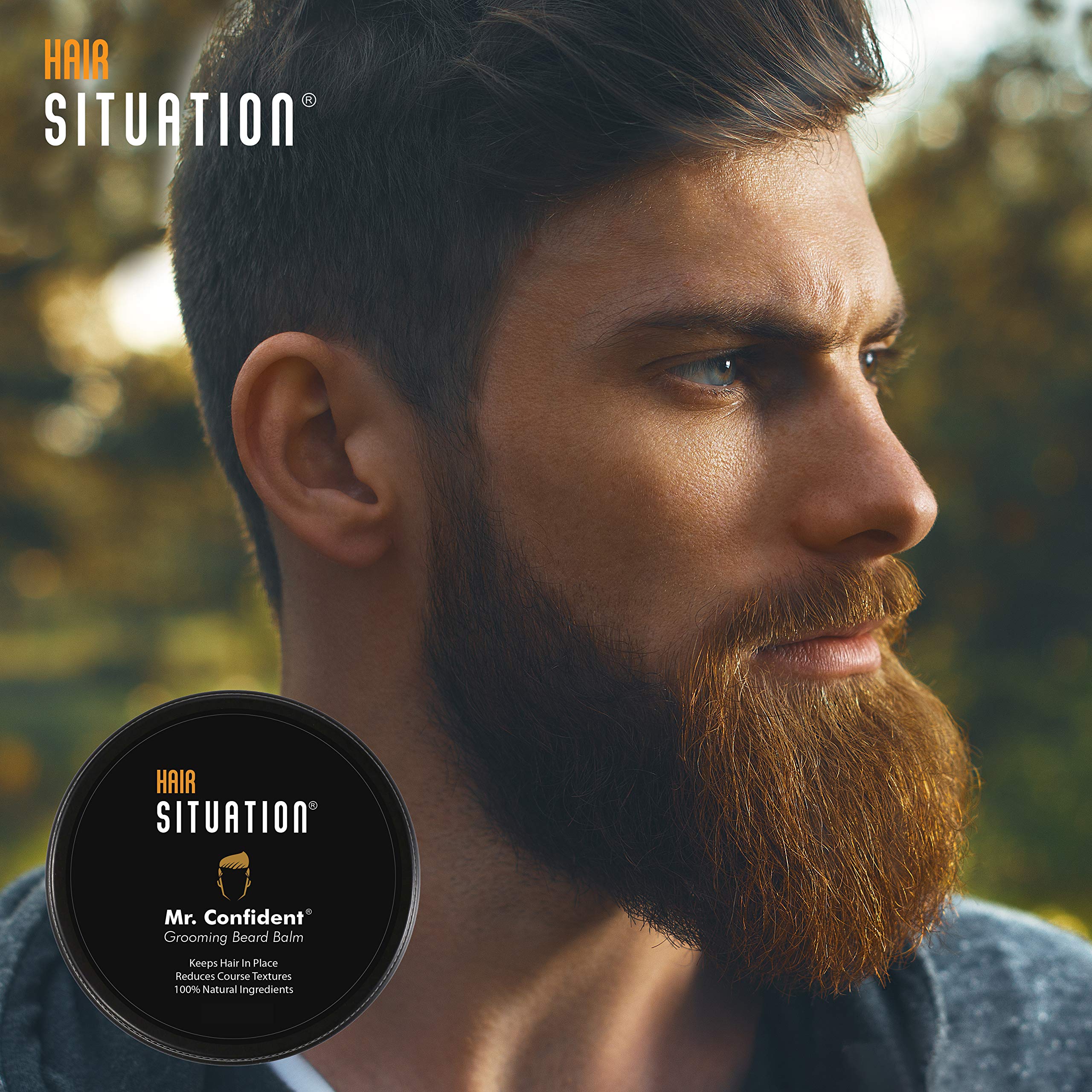 Mr. Confident Beard Balm, Medium Hold, Spiced Woodsy Scent, Beeswax, 2oz
