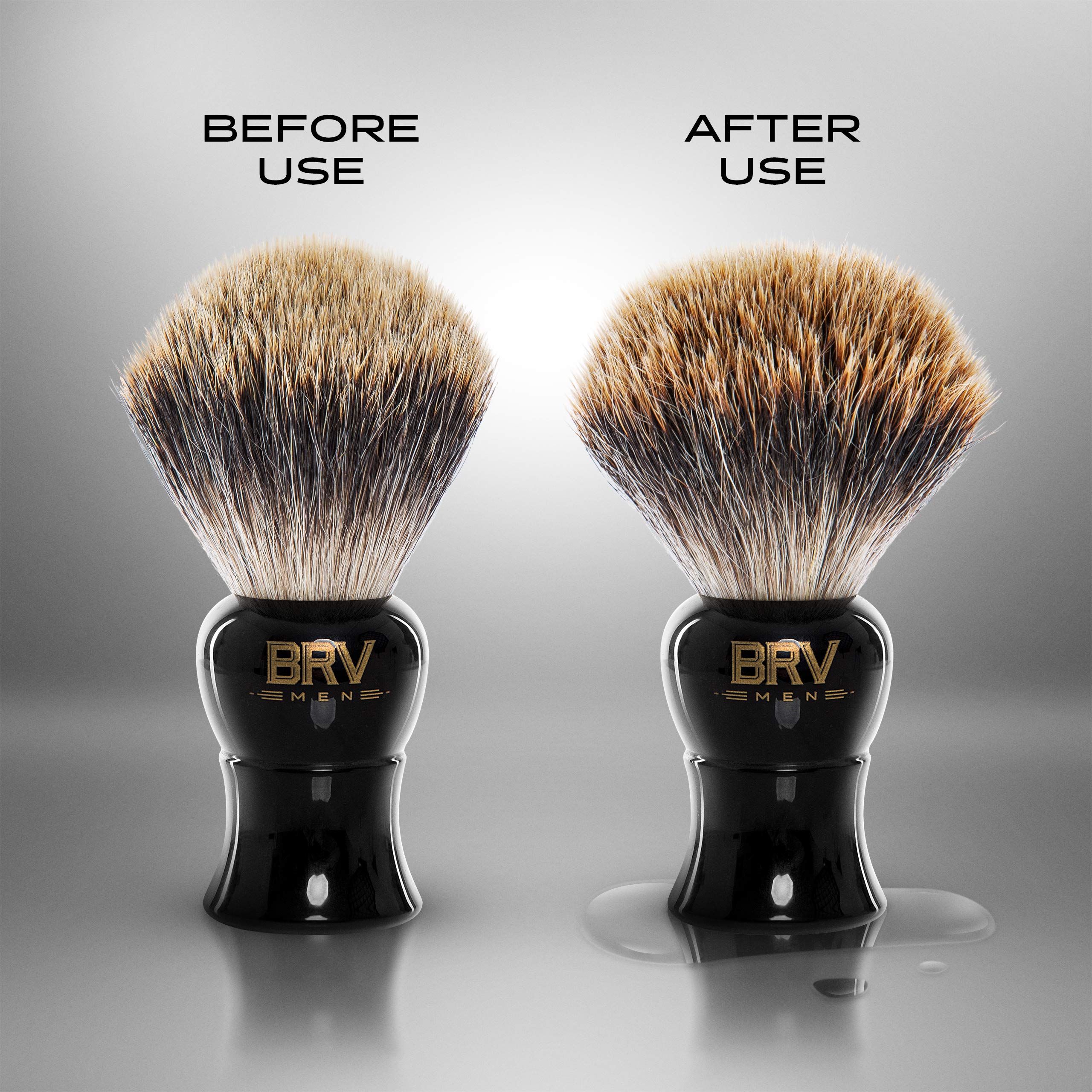 BRV MEN Pure Badger Shaving Brush LARGE (24mm knots) - Heavy Resin Handle - Use with Double-Edge Safety Razor, Straight Razor and Shaving Bowl - Black
