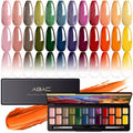 ABAC Fall & Winter Solid Gel Nail Polish Set,Ombre Gel Nail Polish,Pat Paint Nail Art-Nude Orange Yellow Green Glitter Colors w/Pro Brush No-Spill,Hema-Free Gifts for Girls Glowing Attraction