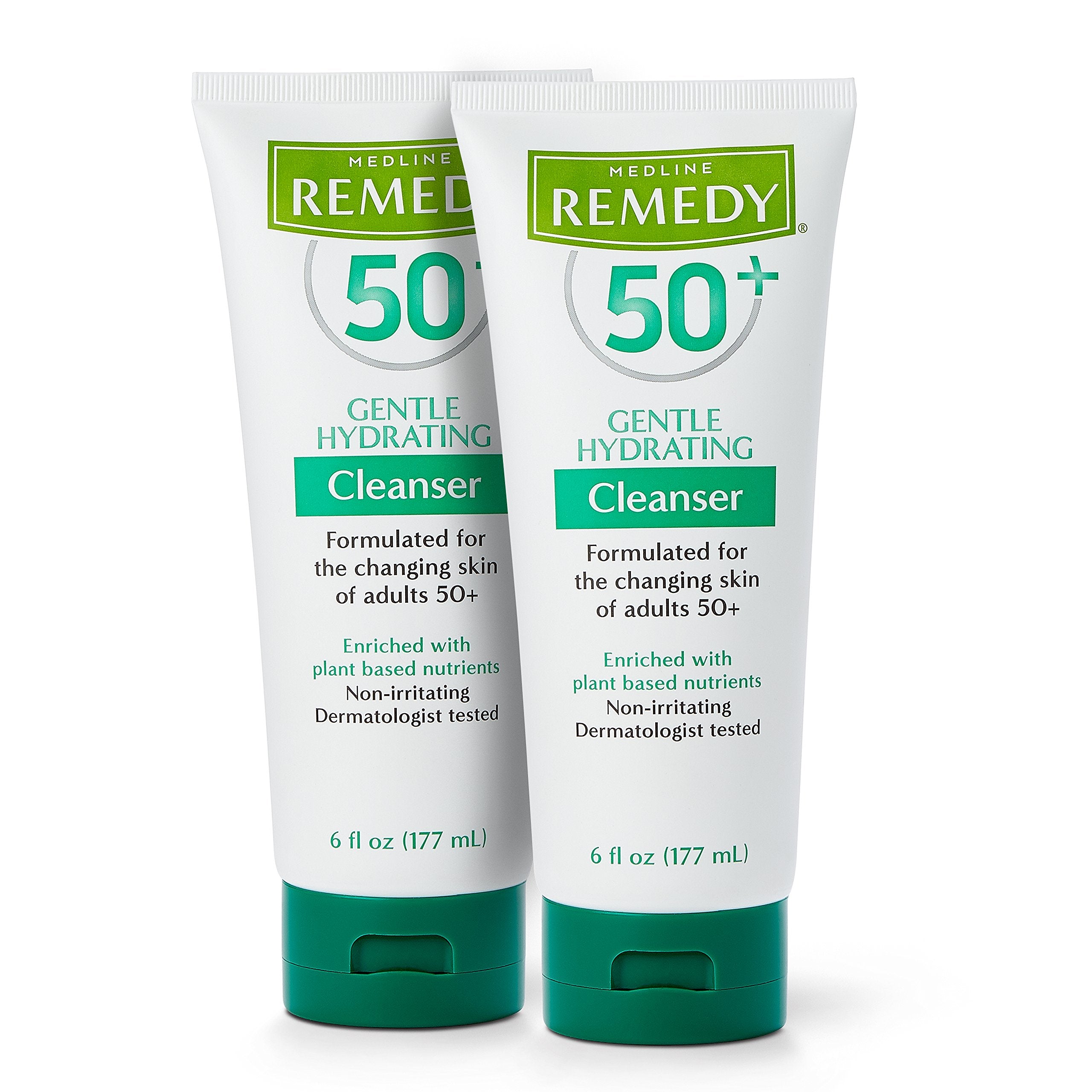 Medline Remedy 50+ Gentle Plant-Based Hydrating Cleanser for Sensitive Skin, Moisturizing Formula, 6 oz., Pack of 2