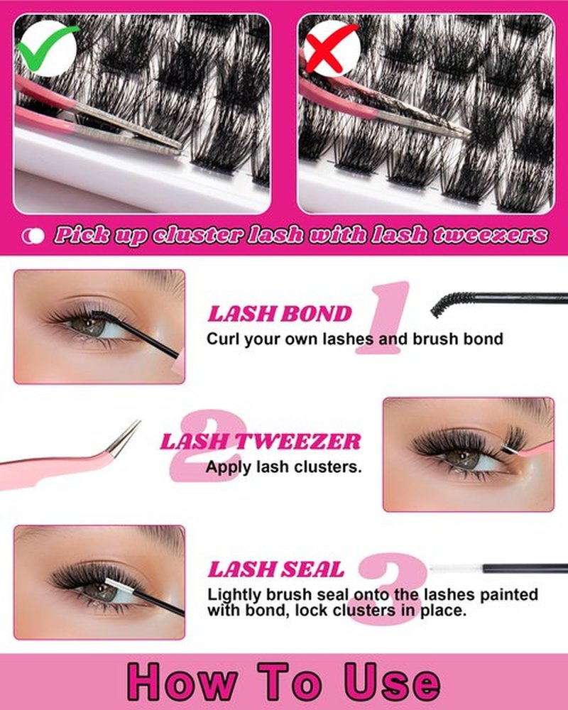 Cove Lash Clusters Kit Eyelash Clusters with Bottom Lashes 10-18mm Manga Fairy Individual Lashes Wispy Fluffy Cluster Eyelash Extensions Bond & Seal Spiky D Curl Lash Extension Kit by MilyBest