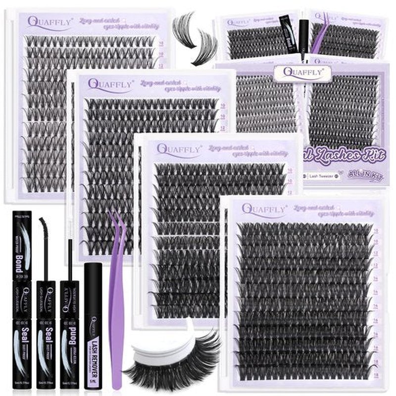 Lash Extension Kit 960Pcs D Curl Individual Lashes Kit Includes 4 styles of Lash Bond and Seal Remover and Tweezers (10-18MM-30+40+60+80D)