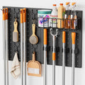 Skiennix Broom Holder Wall Mount - Durable Peg Board Organizer with Mop Hanger and Hooks for Laundry Room Storage