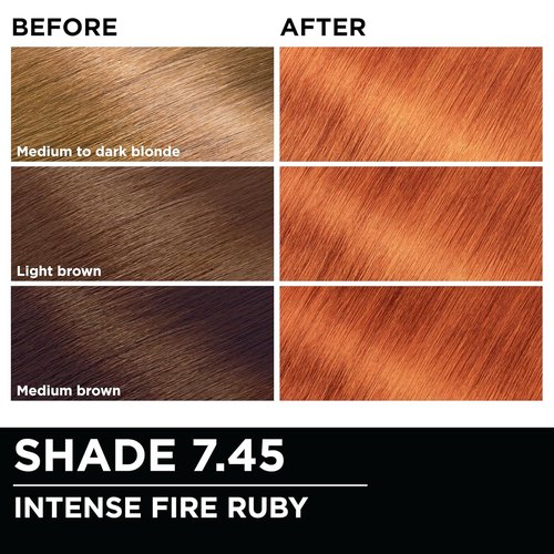 Garnier Olia Hair Color - Ammonia-Free Permanent Dye, 7.45 Dark Fire Ruby, 2 Count