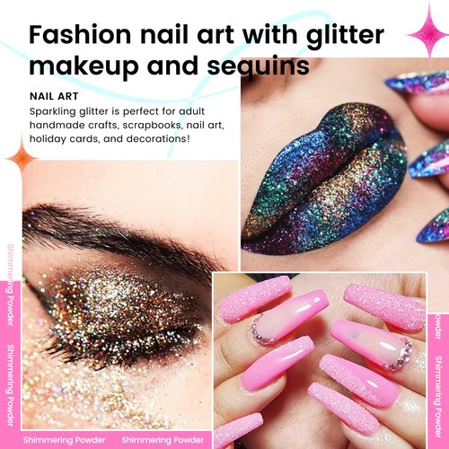 32 Color Fine Nail Glitter Powder for Resin Crafts Reflective Glitter for Nail Body Face Hair Eyeshadow Gloss Making Nail Art Eyeshadow Makeup Pigment Festival Cosmetic Face Eye Hair Body Glitter