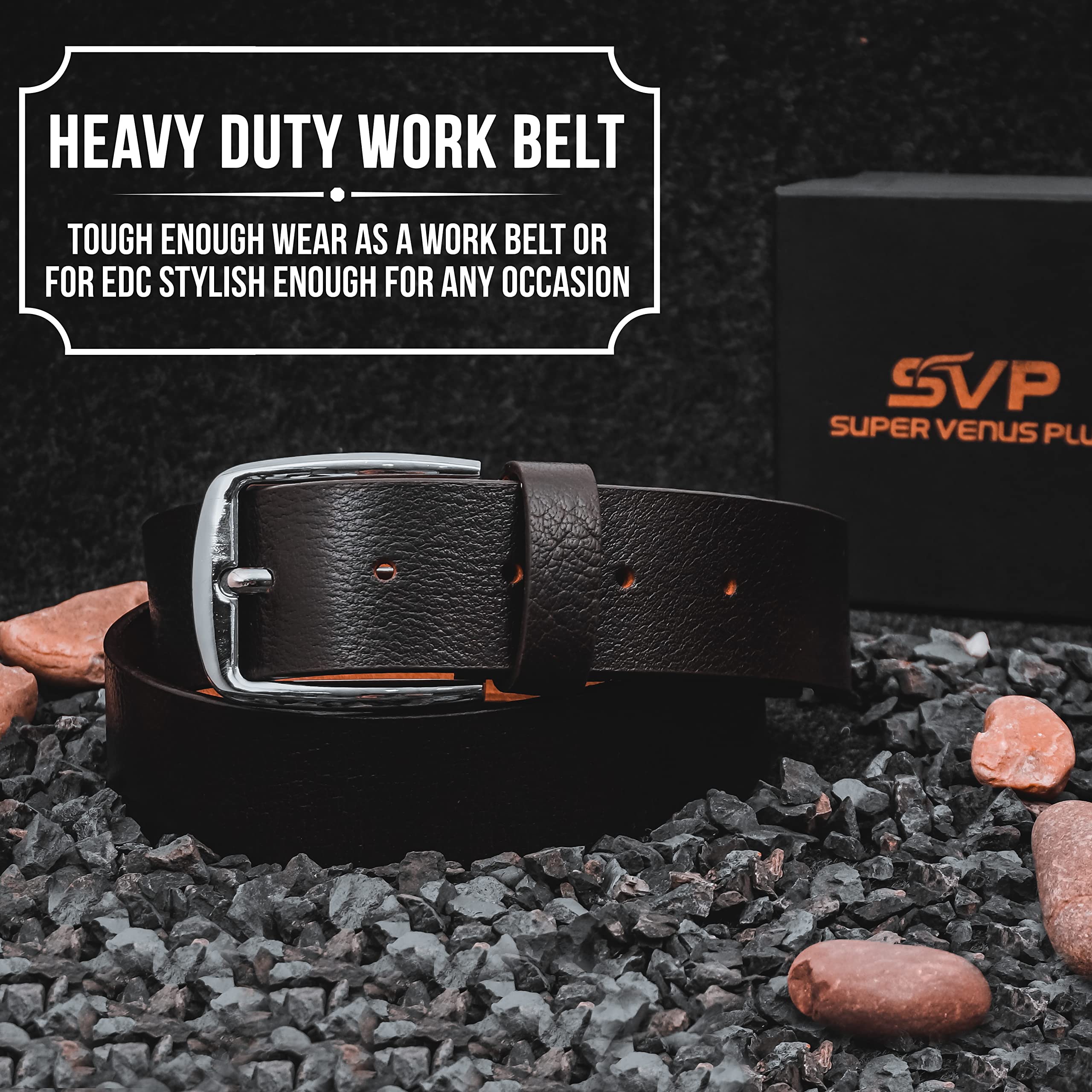 SUPER VENUS SV Leather Belts (Brown, 32)