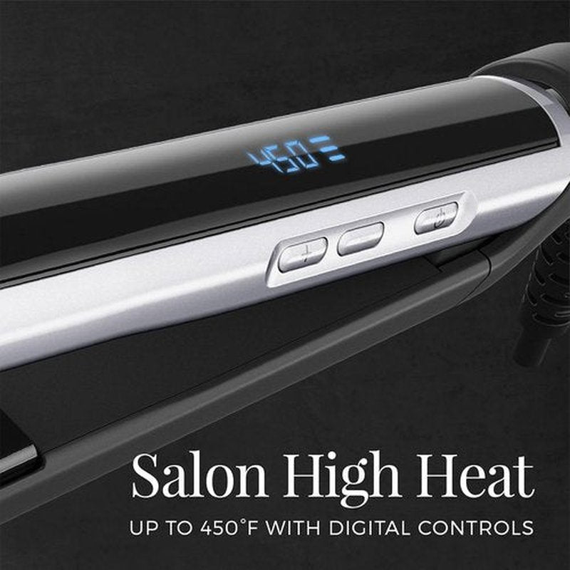 Remington Pearl Pro Ceramic Flat Iron - 1-Inch Floating Plates for Fast 30-Second Heat-Up | Black & White