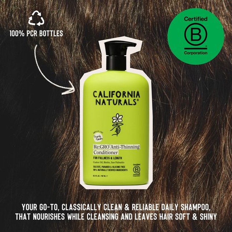 California Naturals Re:GRO Hair Conditioner, Anti-Thinning & Hair Growth Support, All Hair Types, Vegan, Natural, Cruelty Free, Silicone, Paraben & Sulfate Free Conditioner, 20 fl oz