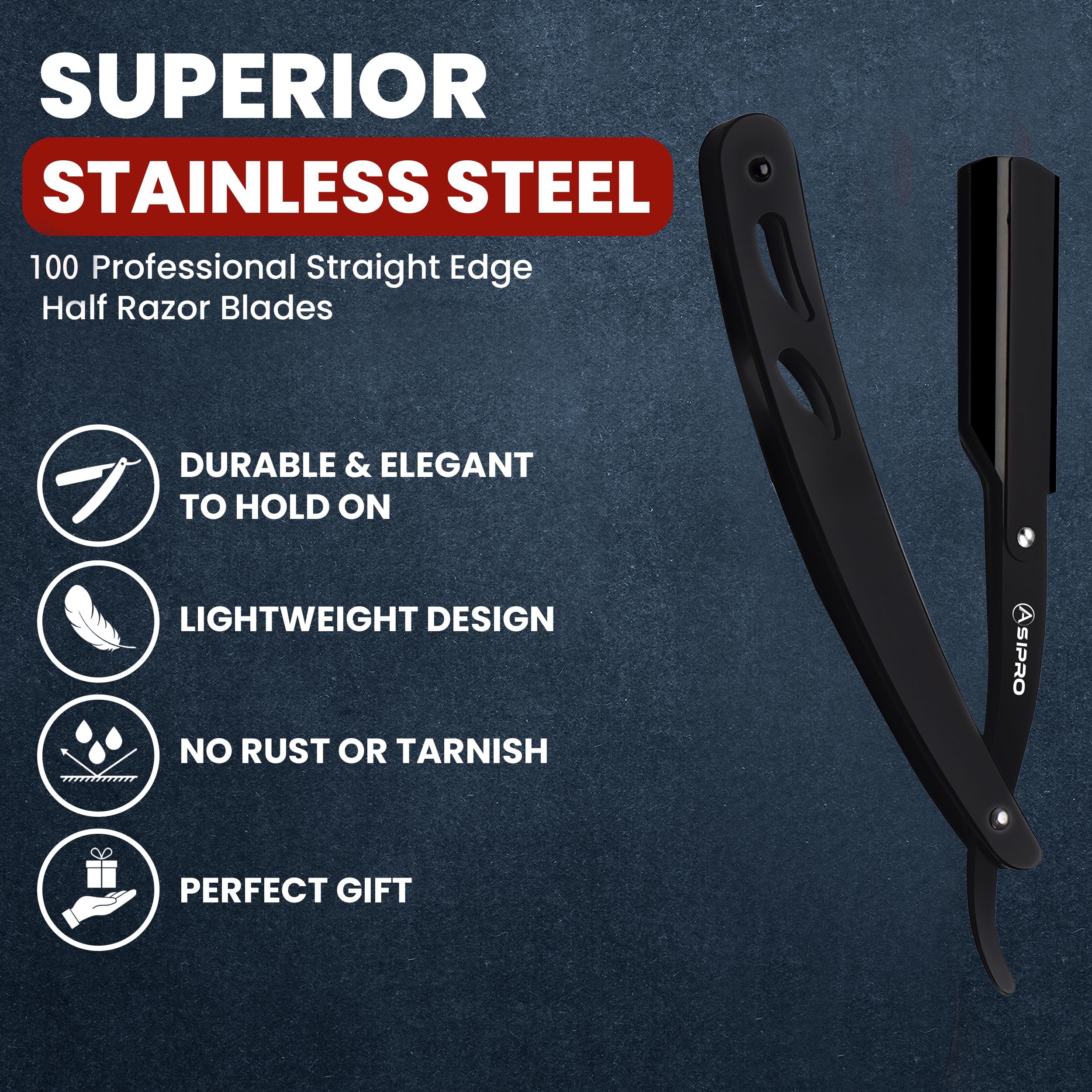 ASIPRO Straight Razors for Men + 100 Straight Edge Razor Blades & Case Gifts Mens Straight Razor for Shaving Navajas Para Barbero Barber Razors for Men