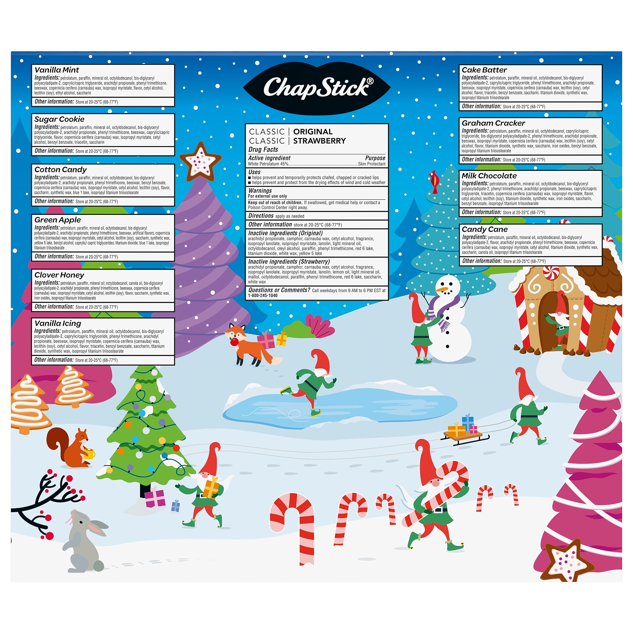 ChapStick 12 Days of Holiday Advent Calendar Lip Balm Gift Set - 0.15 Oz (Pack of 2)