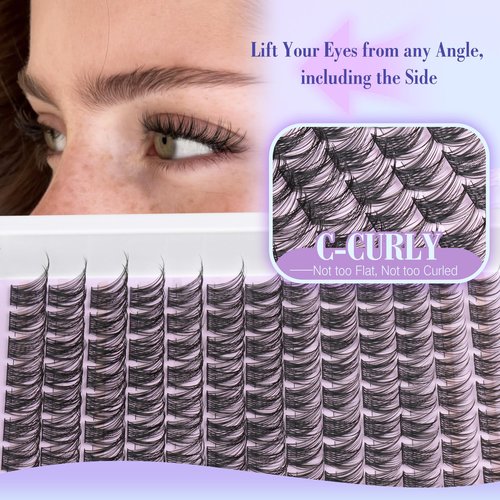 Lash Clusters Kit Wispy Natural Cluster Eyelash Extension Kit DIY Lash Extension Kit C-curly 10-16MM Eyelash Clusters Volume Individual Lashes Kit by Newcally