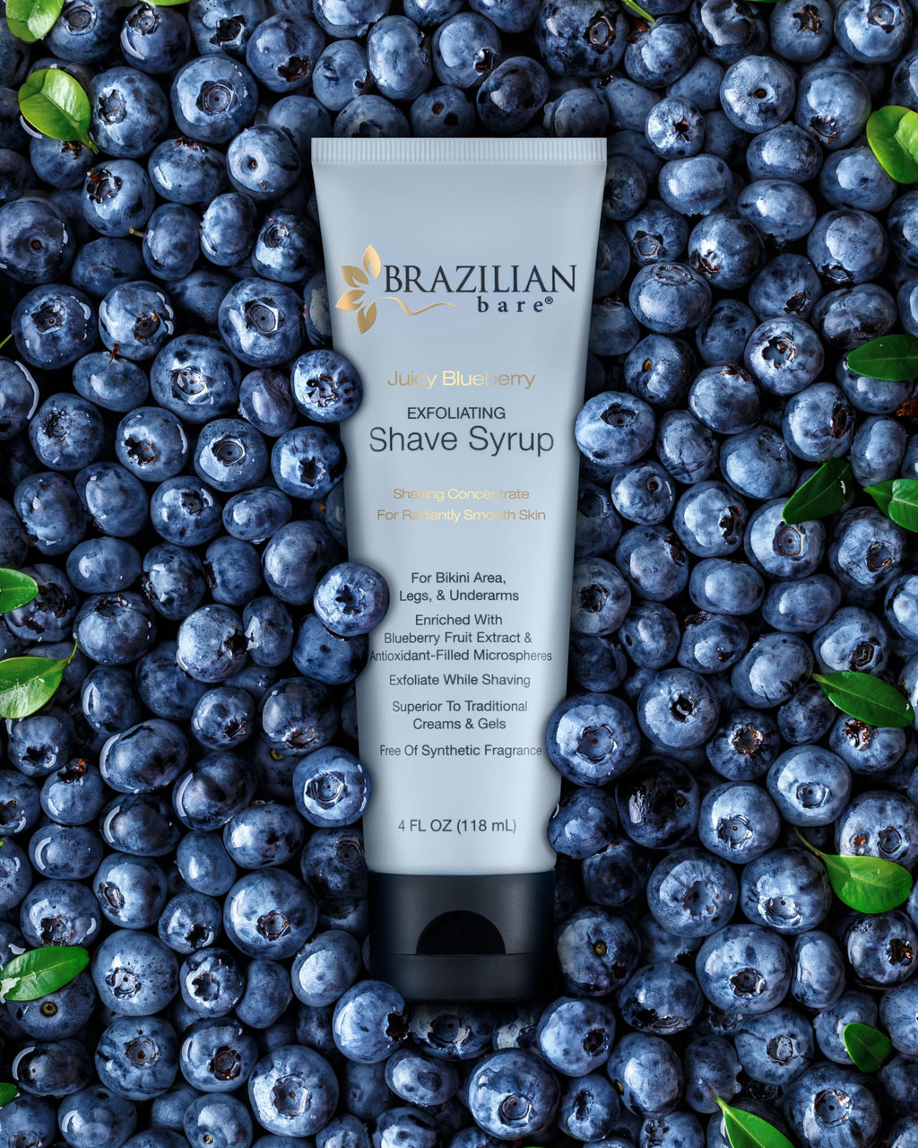 Brazilian Bare Juicy Blueberry Exfoliating Shave Syrup - Preferred Over Traditional Womens Shave Creams And Womens Shave Gels
