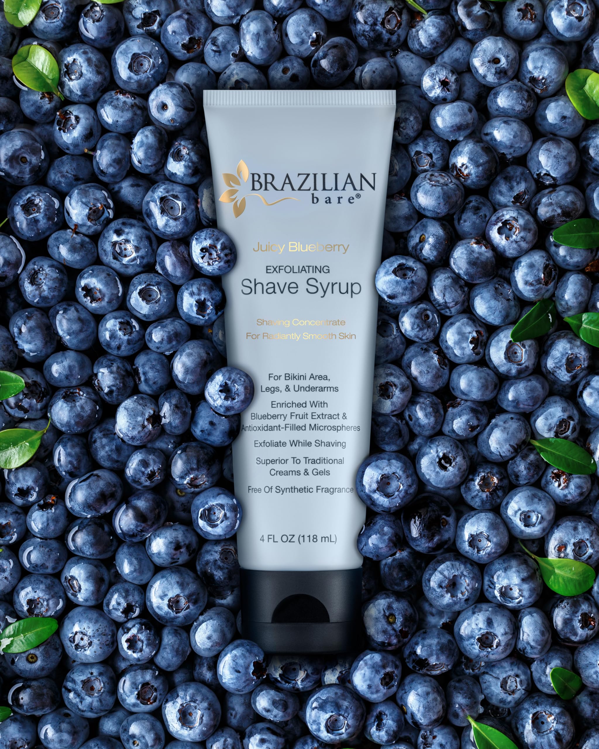 Brazilian Bare Juicy Blueberry Exfoliating Shave Syrup - Preferred Over Traditional Womens Shave Creams And Womens Shave Gels