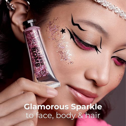 LAMEL Insta Glitter Bomb - Quick-Dry Holographic Face & Body Glitter Gel | Long-Lasting Shine | Vegan & Cruelty-Free - 0.67 fl. oz.