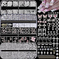 KACHIMOO Silver Nail Charms and Gems,Pink Nail Art Charms 4 Boxes Nail Gems Nail Pearls 3D Butterfly Cherry Heart Star Bow Flower Dollar Cross Nail Rhinestones,3D Nail Art Charms for Nails Design