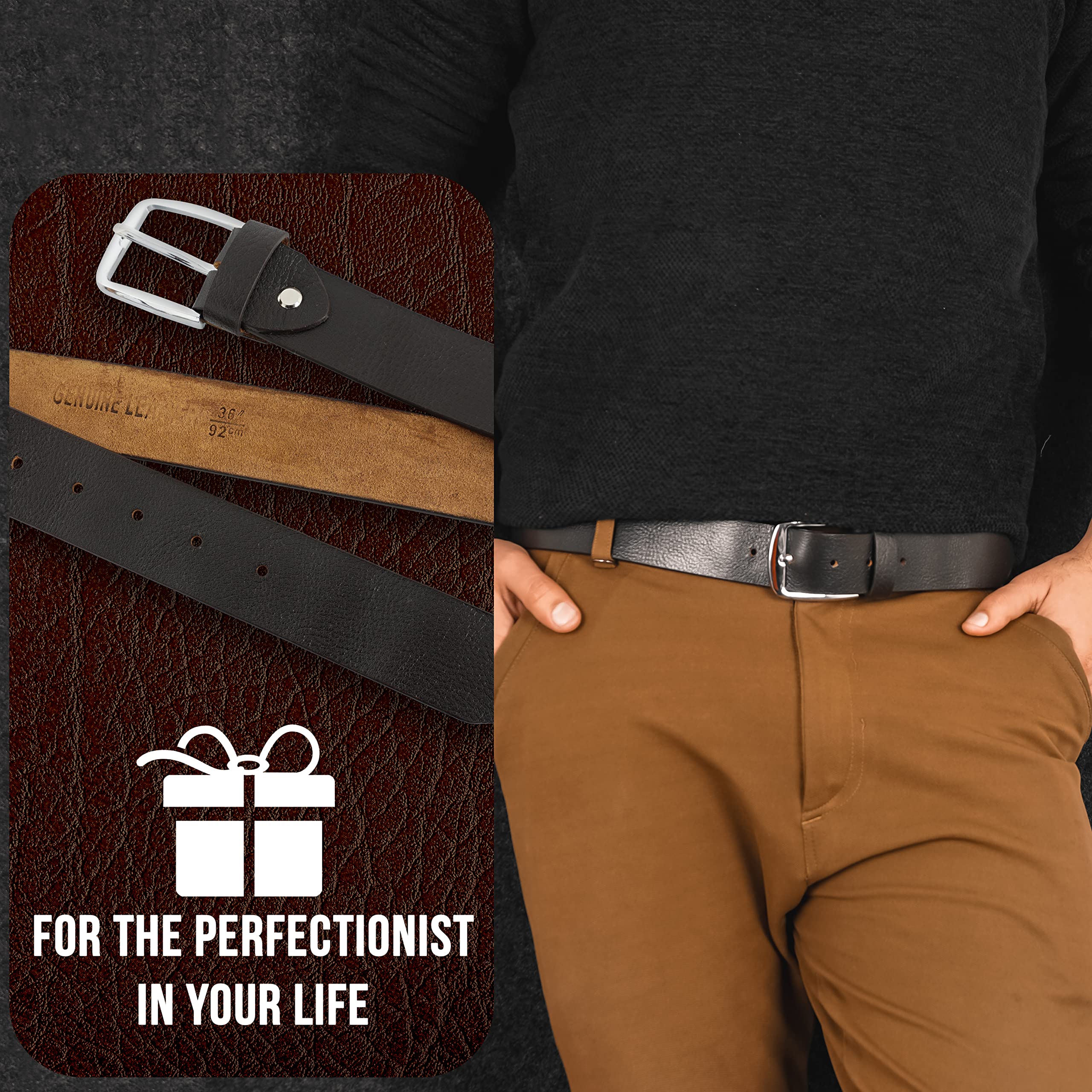 SUPER VENUS SV Leather Belts (Brown, 32)