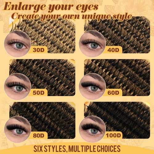 QUEWEL 580PCS Eyelash Clusters 30D+40D+50D+60D+80D+100D Wispy Lash Clusters 10-18mm Cluster Lashes Individual Lashes Clusters Reusable for Natural DIY Cluster Eyelash Extensions for Beginners
