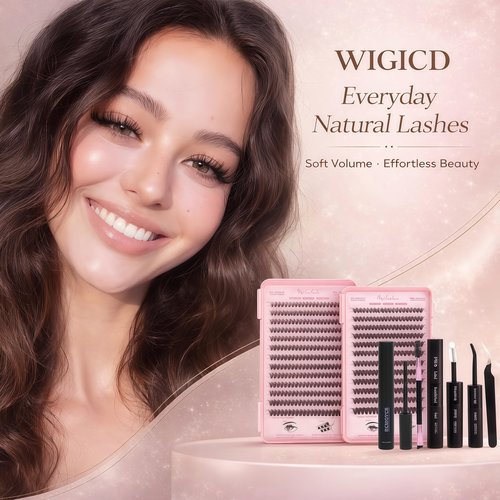 Lash Clusters Kit, Eyelash Clusters Individual Lash Extension Kit Pcs D Curl Fluffy Wispy False Eyelashes Extensions Thin Band with Bond Seal Tweezers Brush Removers (30D+40D KIT 9-16mm)