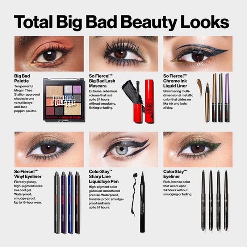 Revlon Eyeshadow Palette, Megan Thee Stallion Eye Makeup, Creamy Pigmented in Blendable Matte & Pearl Finishes, Big Bad, 001, 0.37 oz