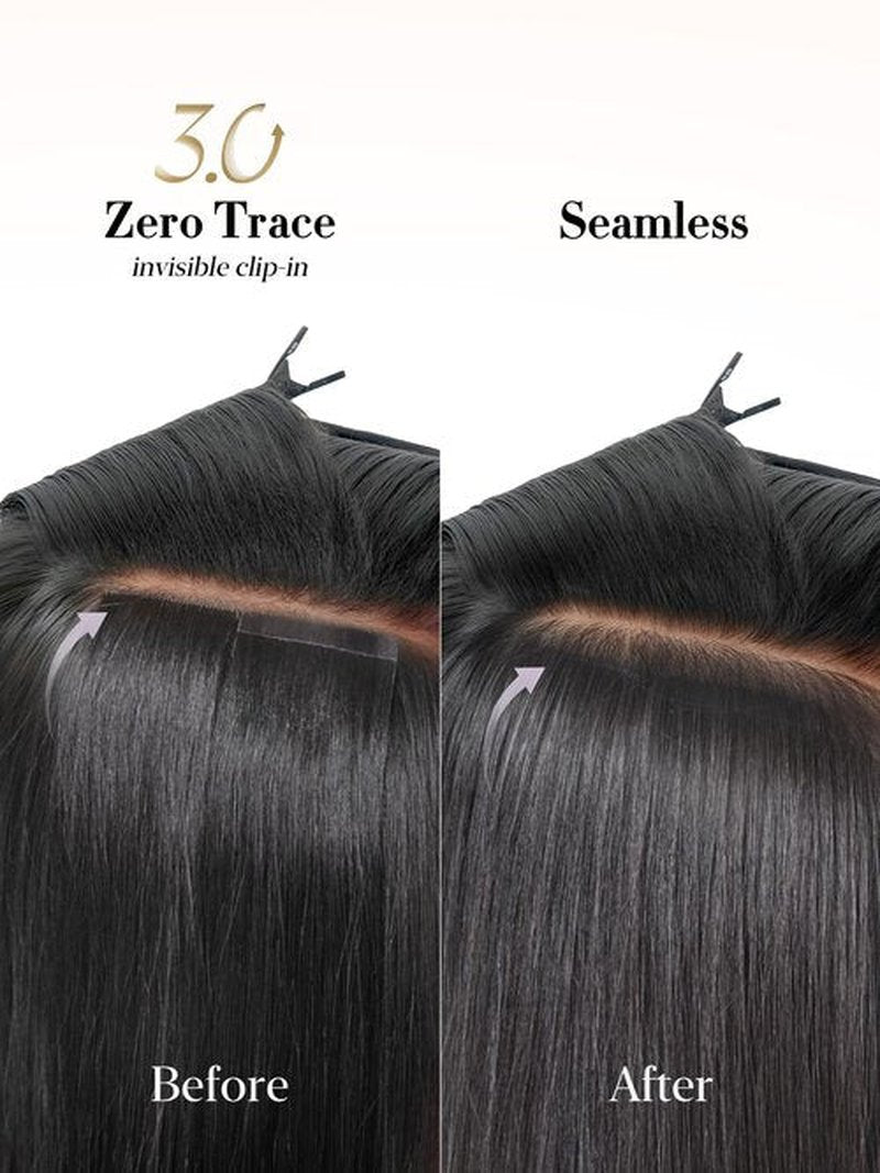 LUVME 0.59mm Zero Trace Invisible Clip in Hair Extensions, Yaki Straight 7 Pcs 100g 18 Inch, 100% Real Human Hair Clip Ins, Seamless Invisible Weft and Natural Yaki Texture for Daily Wear & Travel