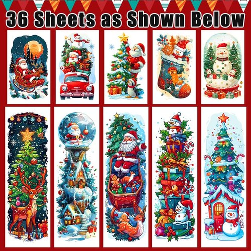 Leesgel 36 Sheets Christmas Full Arm Temporary Tattoos for Kids, 10Pcs Snowy Santa Claus Deer Sleeve Fake Tattoos, 320 Styles Christmas Themed Party Tattoos Stickers for Boys Girls